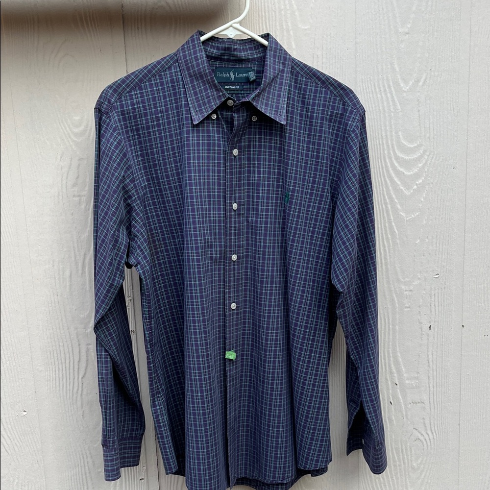 Ralph Lauren Men's purple Navy Checkered Shirt size large